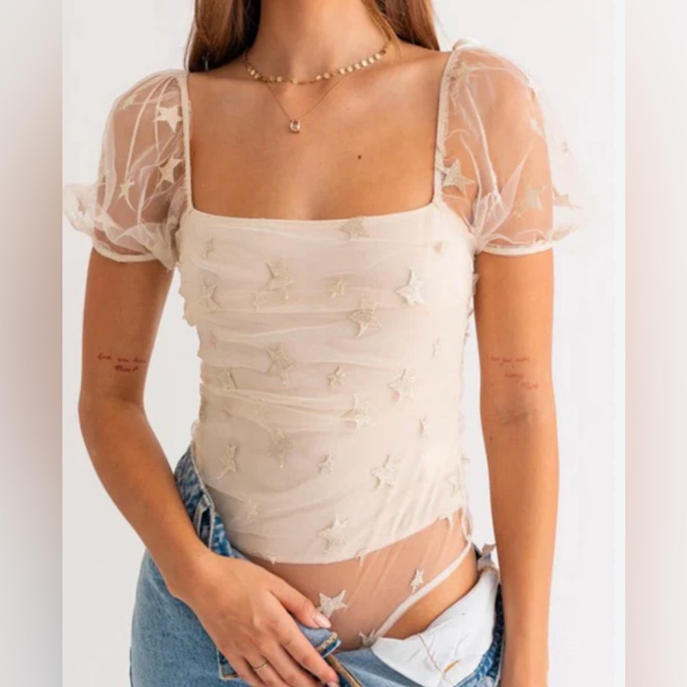 Lelis Collection written in the stars mesh bodysuit